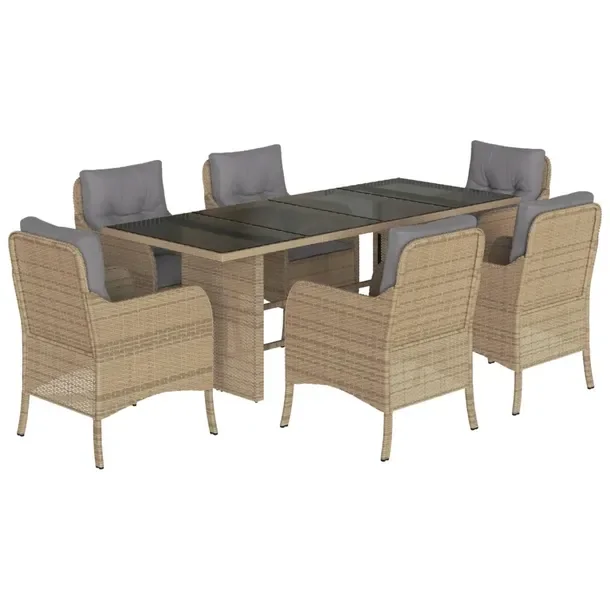 Zestaw Mebli Ogrodowych Rattan PE, Stół 190x80x74cm, Krzesła 58,5x67x86c