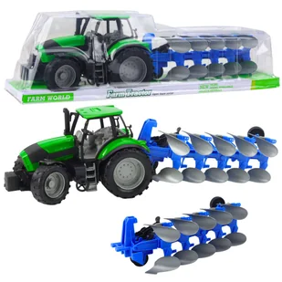 Traktor Rolniczy Farmerski Z Pługiem Napęd Zielony 50cm - Samochody i pojazdy dla dzieci - miniaturka - grafika 1