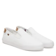 Trampki damskie - Tenisówki Tommy Hilfiger Vulc Canvas Slip-On Sneaker FW0FW08645 Biały - miniaturka - grafika 1