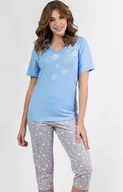 Piżamy damskie - Bawełniana piżama damska niebieska 696, Kolor niebieski-wzór, Rozmiar M, Regina - Primodo.com - miniaturka - grafika 1