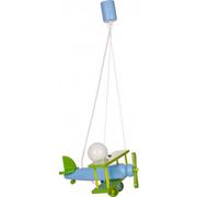 Lampy sufitowe - Niebiesko-zielona dziecięca lampa wisząca samolot - S199-Frela - miniaturka - grafika 1
