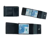 Portfele - Skórzany mały portfel męski Oscra- czarny z beżowym obszyciem, banknotówka, jucht - miniaturka - grafika 1