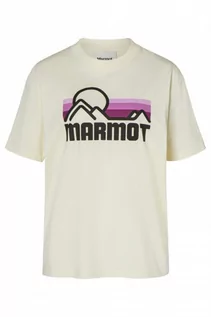 Koszulki sportowe damskie - Damski t-shirt z nadrukiem Marmot Coastal Tee - beżowy - MARMOT - grafika 1