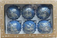 Bombki - P.O.Ch. s.c. Grześkowiak Bombki szklane 8cm 6 sztuk Ręcznie zdobione. Produkt polski błękitny - miniaturka - grafika 1