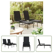 Leżaki ogrodowe - The Living Store Leżaki z podnóżkiem - 2 szt. - polirattanowe - szare - Leżak - miniaturka - grafika 1