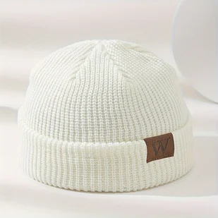 TEMU MAKEFGE Elastyczna Czapka Beanie dla Nastolatków - Lekki 100% Akrylowy Zimowy Kapelusz z Naszywką Logo, Czarna Czapka na Cały Rok do Prania w - Czapki dla dzieci - miniaturka - grafika 1