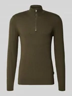 Swetry męskie - Bluza z kołnierzem z mieszanki bawełny z efektem dzianiny - miniaturka - grafika 1