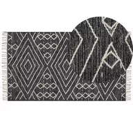 Dywany - Lumarko Dywan bawełniany 80 x 150 cm biało-czarny KHENIFRA - miniaturka - grafika 1