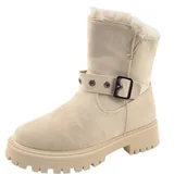 Kozaki damskie - Kozaki damskie VINCEZA 34632 ocieplane beżowe - miniaturka - grafika 1