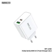 Ładowarki do telefonów - Ładowarka Sieciowa 65W USB + USB-C Remax Kiddy Series RP-U125 biała - miniaturka - grafika 1