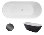 Wanny - Wanna Wolnostojąca Besco Moya Matt Black&White 170 + klik-klak grafit czyszczony od góry - miniaturka - grafika 1