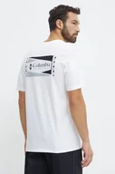 Koszulki męskie - Columbia t-shirt bawełniany kolor biały z nadrukiem - miniaturka - grafika 1