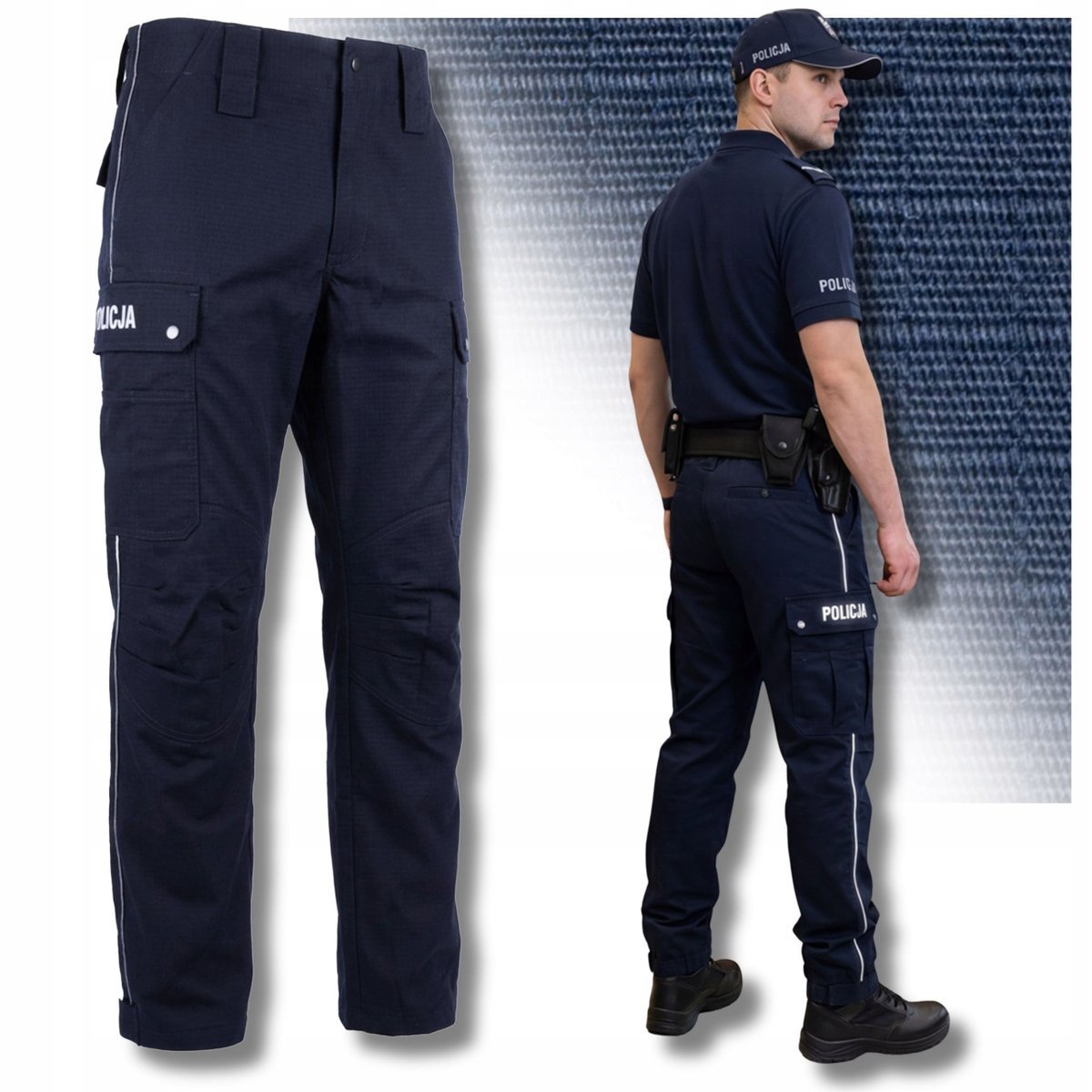 Spodnie Policyjne Rip Stop granatowe przejściowe służbowe POLICJA 110/170cm