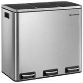 Kosze na śmieci - Kosz na śmieci z pedałem SONGMICS LTB54NL trzy osobne pojemniki, połysk 54L srebrny - miniaturka - grafika 1