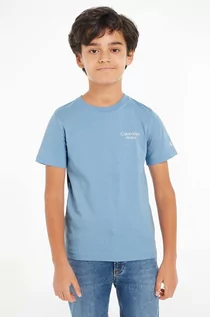 Koszulki dla chłopców - Calvin Klein Jeans t-shirt bawełniany dziecięcy kolor niebieski gładki - grafika 1