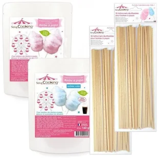 Maszyna do waty cukrowej - SCRAPCOOKING - Preparat w kolorze niebieskim i różowym - w zestawie 50 patyczków - Inne urządzenia gastronomiczne - miniaturka - grafika 1