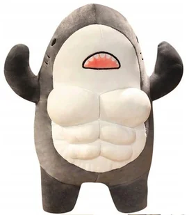 Pluszak Maskotka Rekin 60cm Przytulanka Muscle Shark Poduszka Szara - Maskotki i pluszaki - miniaturka - grafika 1