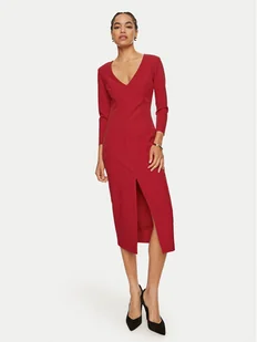 ACCESS FASHION Sukienka koktajlowa 44-3329-468 Czerwony Slim Fit - Sukienki - miniaturka - grafika 1