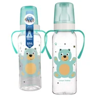Butelki dla niemowląt - CANPOL BABIES BUTELKA WĄSKA Z UCHWYTEM 250ml CUTE ANIMALS +12m - miniaturka - grafika 1