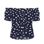 Bluzki damskie - Bluzka damska Vero Moda Jesmilo hiszpanka w kropki lniana-L - miniaturka - grafika 1