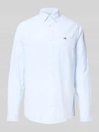 Koszule męskie - Koszula casualowa o kroju regular fit z mieszanki bawełny i lnu z kołnierzykiem typu button down - miniaturka - grafika 1