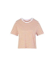 Tamaris damska koszulka arna, Dusty Orange/Bight White Striped Tee, L - Koszulki i topy damskie - miniaturka - grafika 1