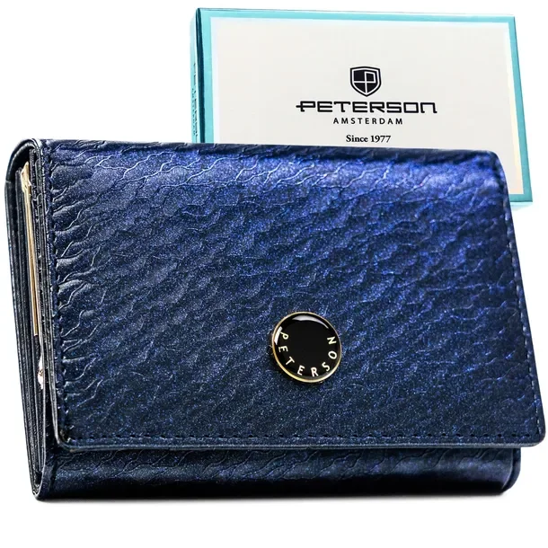Portfel damski skórzany RFID STOP elegancki w pudełku na prezent Peterson