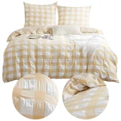 Pościel - Pościel 160 x 200 3cz Kora Creasy Check Brzoskw - miniaturka - grafika 1
