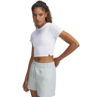 Damski t-shirt crop top Under Armour UA Rival Rib Baby Tee - biały - Koszulki i topy damskie - miniaturka - grafika 1