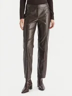 Spodnie damskie - Vero Moda Spodnie z imitacji skóry Vips 10336342 Brązowy Straight Fit - miniaturka - grafika 1