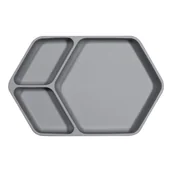 Zestawy naczyń dla dzieci - Szary silikonowy talerz dla dzieci 16x25 cm – Kindsgut - miniaturka - grafika 1