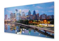 Dekoracje domu - Panel kuchenny HOMEPRINT Panorama Filadelfii nocą 100x50 cm - miniaturka - grafika 1
