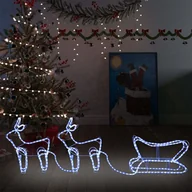 Oświetlenie świąteczne - vidaXL Lumarko Świąteczna dekoracja zewnętrzna: renifery i sanie, 576 diod LED! 329811 - miniaturka - grafika 1