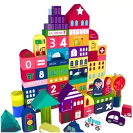 Klocki - Klocki Drewniane Do Budowy Miasta Domów Wież Montessori Edukacyjne 100Szt. - miniaturka - grafika 1