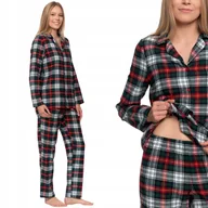 Piżamy damskie - PIŻAMA DAMSKA W KOLOROWĄ KRATĘ BAWEŁNIANA FLANELA DŁUGI RĘKAW MORAJ S PATT 1 - miniaturka - grafika 1