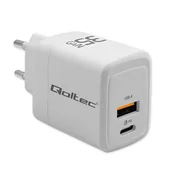Ładowarki do telefonów - Ładowarka sieciowa 35W GaN | 5-20V | 1.5-3A | 1xUSB-C PD | 1xUSB QC 3.0 | Biała - miniaturka - grafika 1