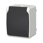 Gniazdka elektryczne - Gniazdo z uziemieniem Aqua Plus IP54 szare - miniaturka - grafika 1