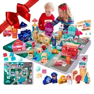 Klocki - Klocki Drewniane Edukacyjne Miasto Droga Tor Wyścigowy Mata Puzzle 100El. - miniaturka - grafika 1