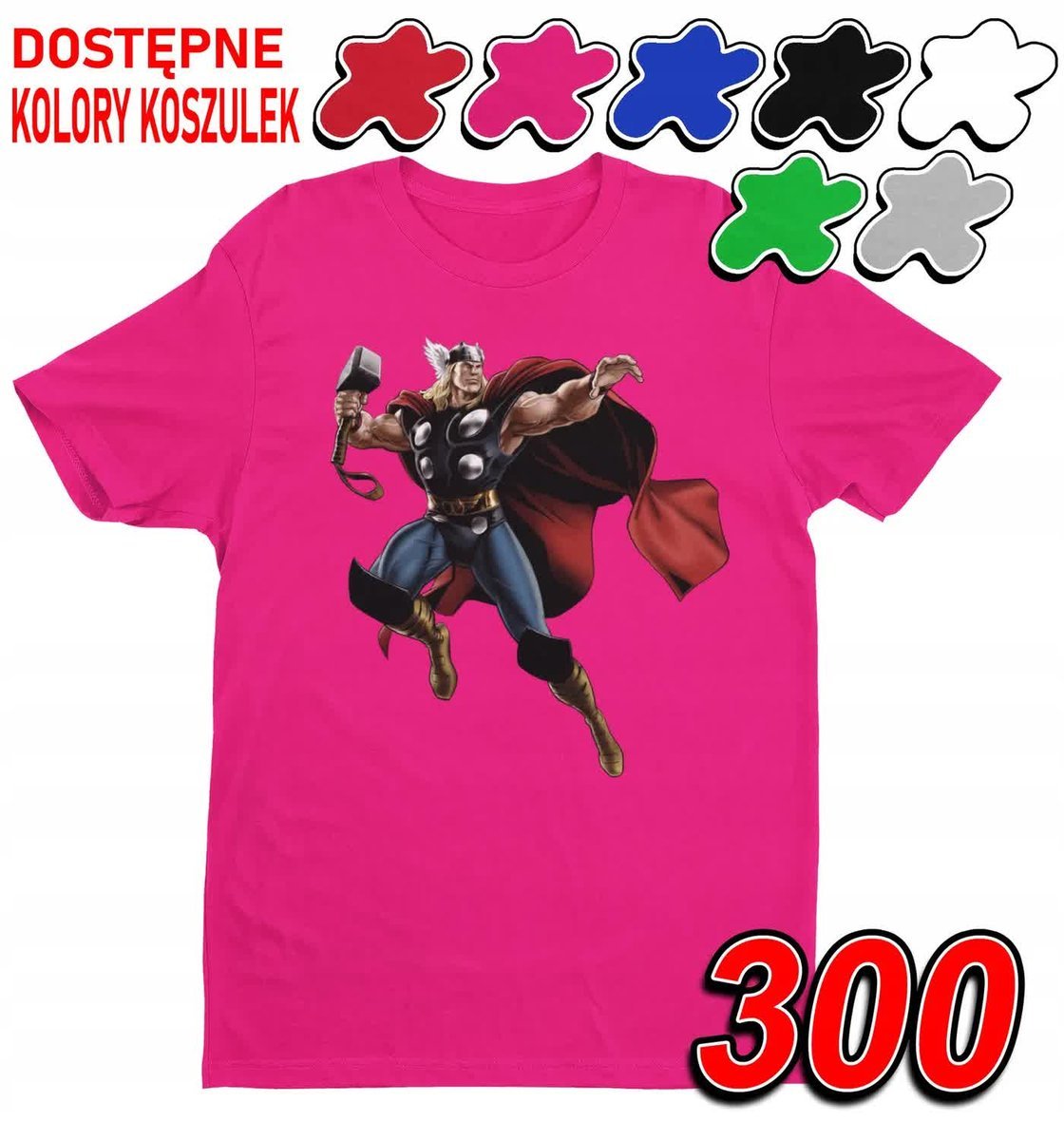 Dziecięca Koszulka T-Shirt Z Nadrukiem Avengers Thor Młot -M 134-140