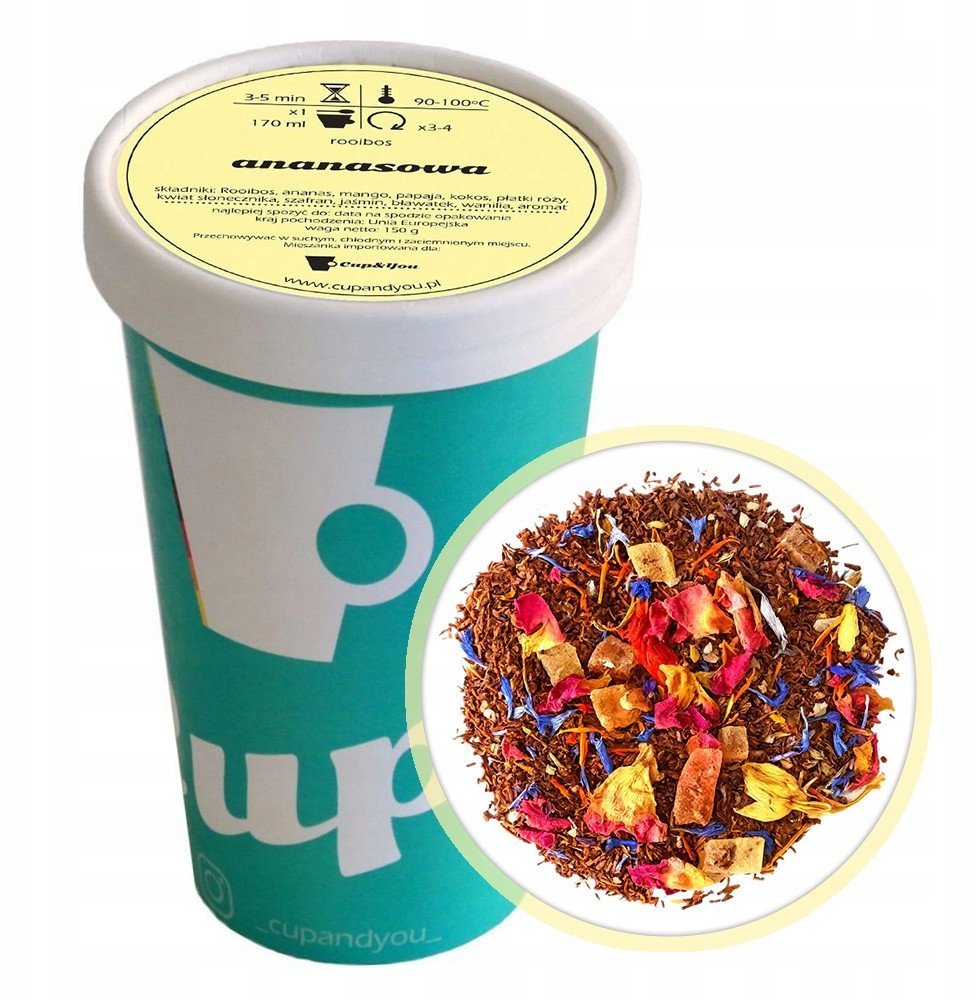 Sypana herbata czerwonokrzew Rooibos ANANASOWA wanilia mango 150g premium - herbata liściasta sypana mieszanka napar susz