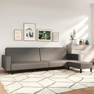 Sofy i kanapy - shumee shumee 2 osobowa kanapa z podnóżkiem szara obita sztuczną skórą - miniaturka - grafika 1