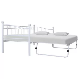 vidaXL Rama łóżka, biała, stalowa, 180x200/90x200 cm - Łóżka - miniaturka - grafika 1