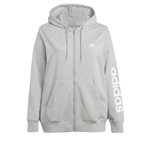 adidas Damska bluza dresowa z kapturem, Średni szary wrzosowy/biały, XL duże rozmiary