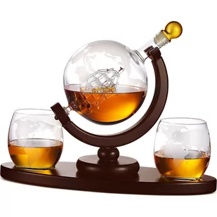 Zestaw do whisky KARAFKA GLOBUS + szklanki dozownik - Karafki - miniaturka - grafika 1
