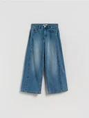 Spodnie i spodenki dla dziewczynek - Reserved - Jeansy super wide leg - niebieski - miniaturka - grafika 1