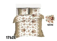 Pościel - Pościel 160x200 1762E bukiet kwiaty beżowe pasy 1251N - miniaturka - grafika 1