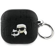 Akcesoria do słuchawek - Etui na słuchawki KARL LAGERFELD Monogram Karl & Choupette Head do Apple Airpods 4 Czarny - miniaturka - grafika 1