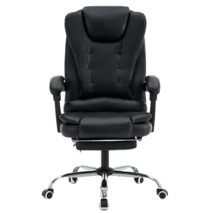 Fotel biurowy, krzesło biurowe Fotel biurowy ergonomiczny obrotowy krzesło z podnóżkiem ekoskóra czarny - Fotele i krzesła biurowe Fotel biurowy, krzesło biurowe Fotel biurowy ergonomiczny obrotowy krzesło z podnóżkiem ekoskóra czarny - Fotele i krzesła biurowe - miniaturka - grafika 1