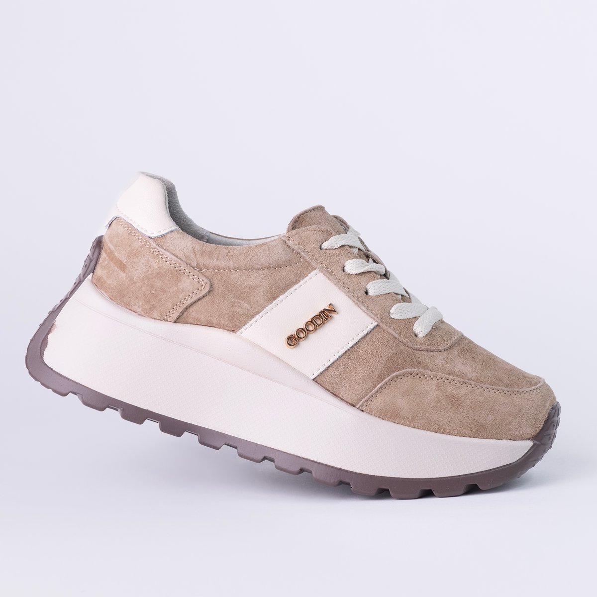 Sneakersy damskie skórzane GOODIN GD-124 skóra zamsz platforma fango 36