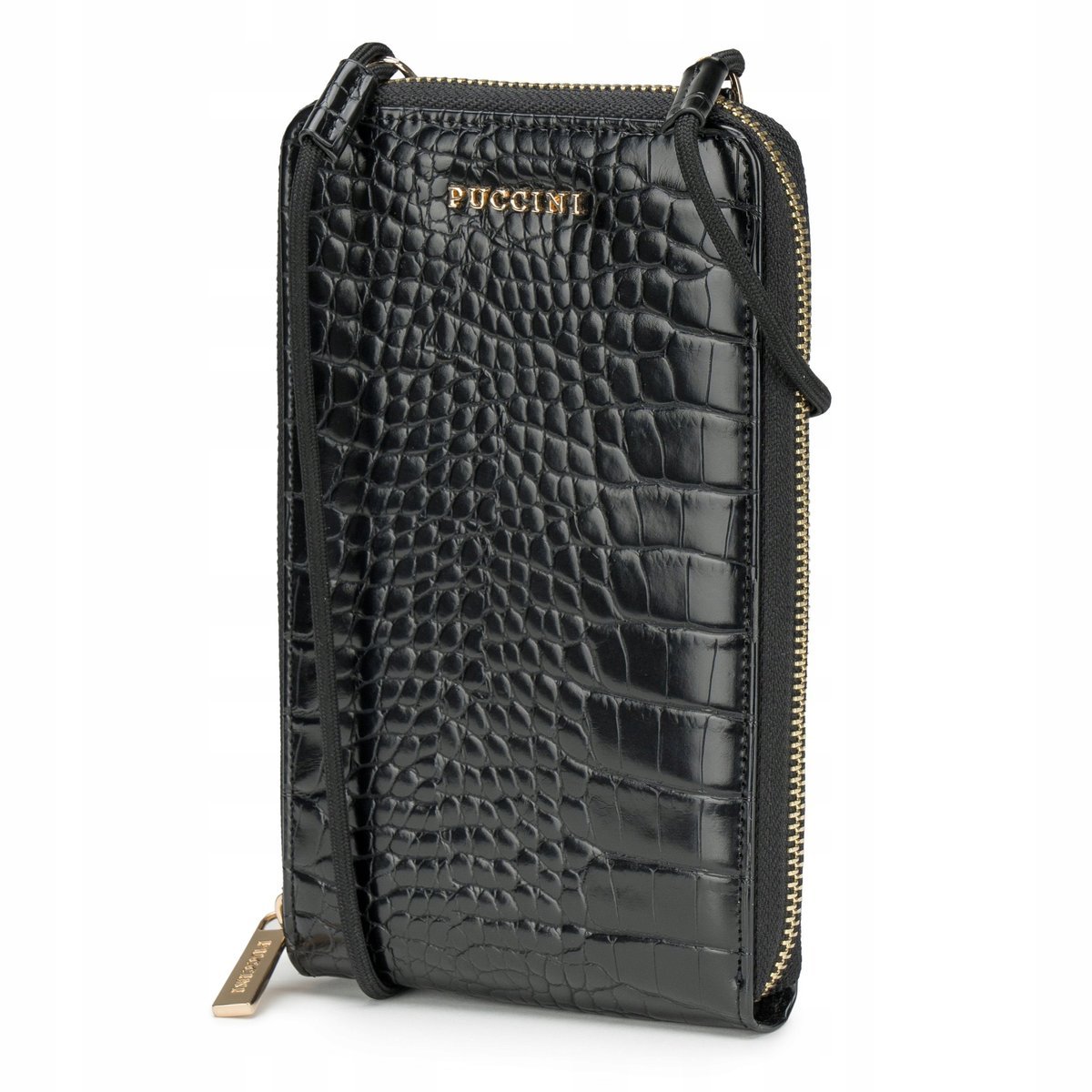 Torebka Damska Na Telefon Mini Mała Czarna Ekoskóra PUCCINI BML061T-1
